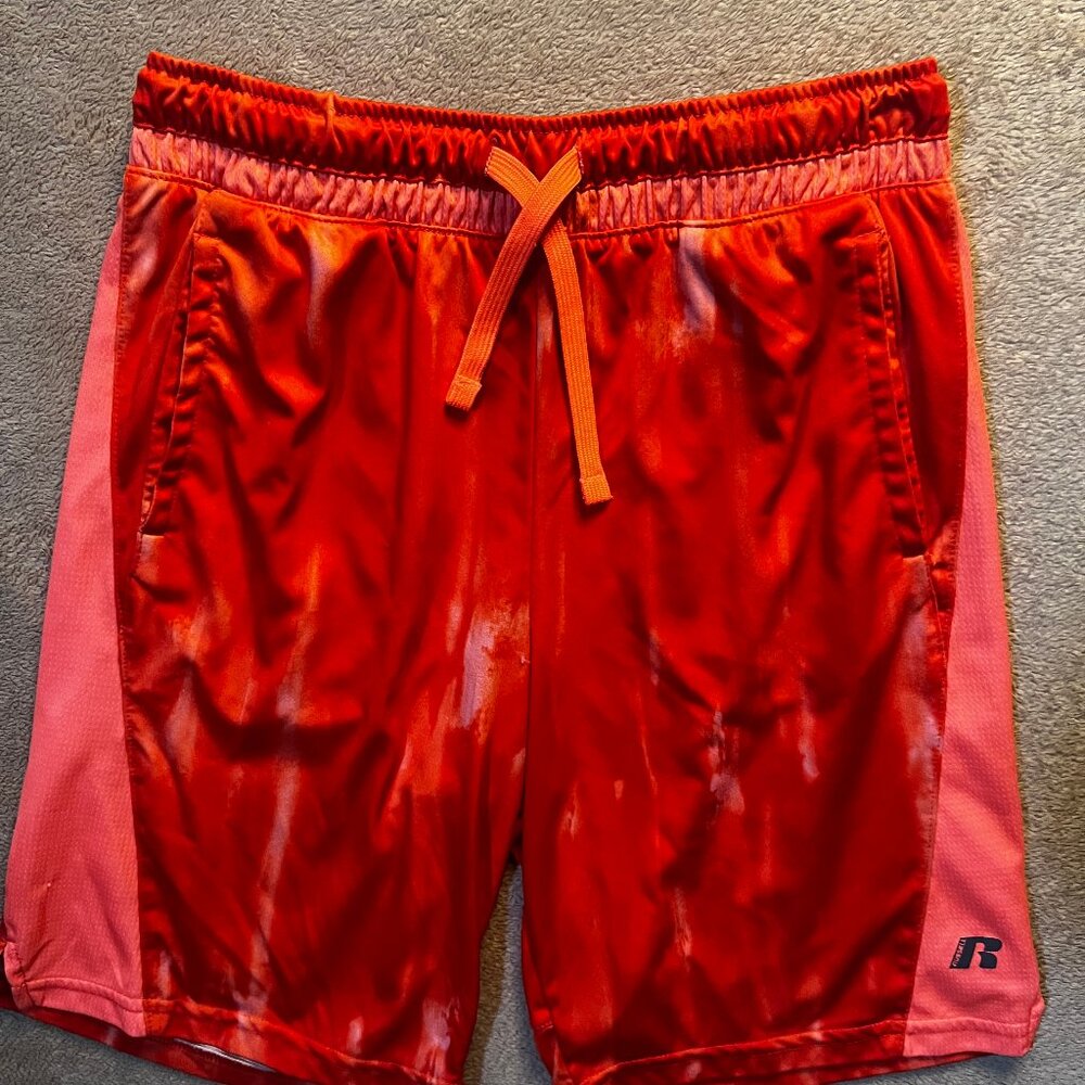 Russell Dri Power 360 Boy 2XL (18) Red Orange Athletic Workout Basketball Shorts